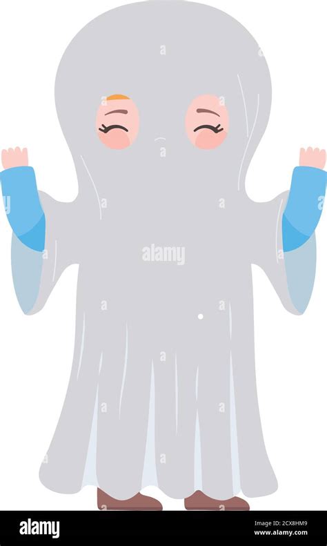 happy halloween, boy ghost costume cartoon character isolated design ...