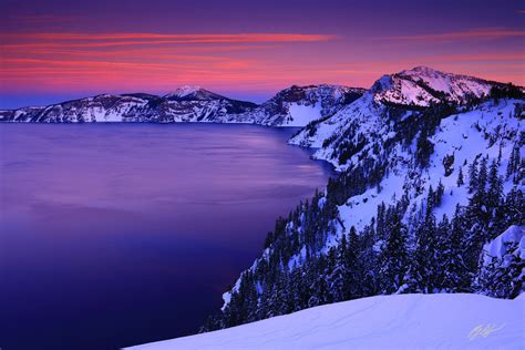 W Winter Sunset Over Crater Lake Oregon Randall J Hodges Photography