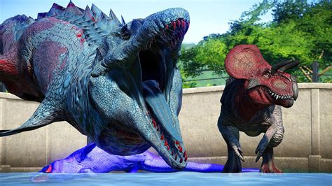 Mosasaurus Vs Ultimasaurus Vs Indoraptor 🌍 Jurassic World Evolution Fight And Breakout