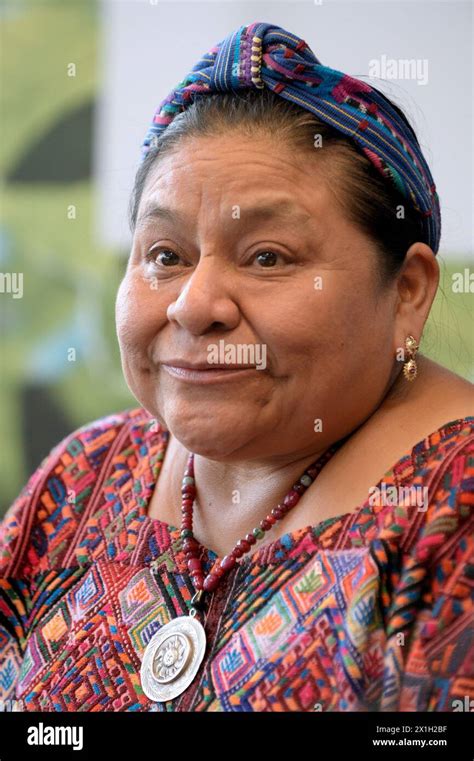 Nobel Prize Winner Rigoberta Menchu Tum During A Press Conference In