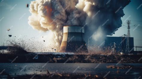 Premium AI Image | Accident with an explosion at a nuclear power plant