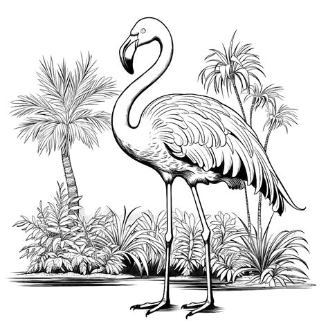 Flamingo Und Natur Ausmalbild Kostenlos Herunterladen