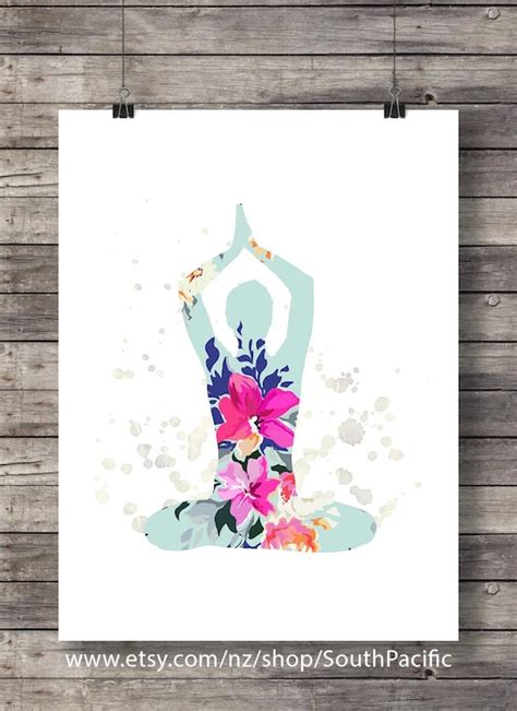 Yoga Art Print Floral Yoga Pose Printable Art T For Her Etsy