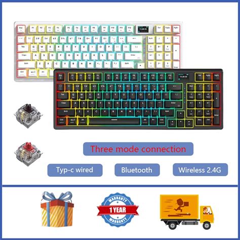 MONKA 3098 Wireless Three Mode Mechanical Keyboard RGB Hot Plug Bluetooth Game Keyboard Shopee