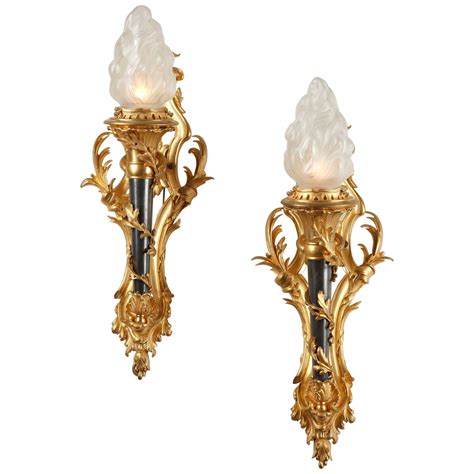 Pair Of Louis Xvi Style Torch Wall Lights By Gagneau France Circa