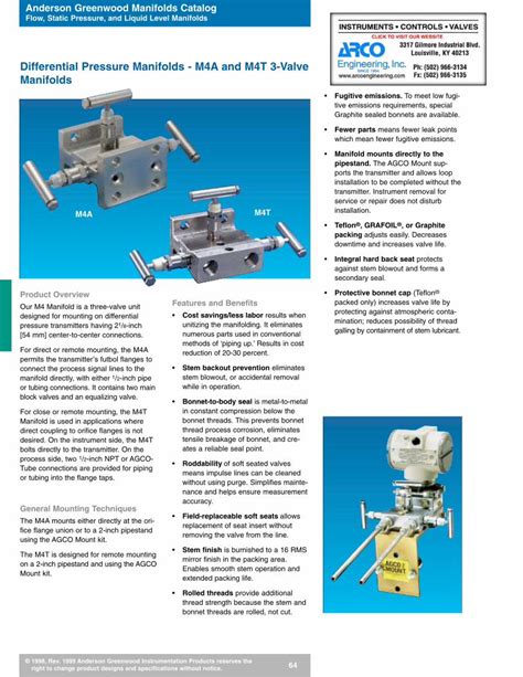 Pdf Differential Pressure Manifolds M A And M T Valve Pdf