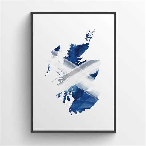 Scotland Flag Map Print Scottish Ts 5 Stars