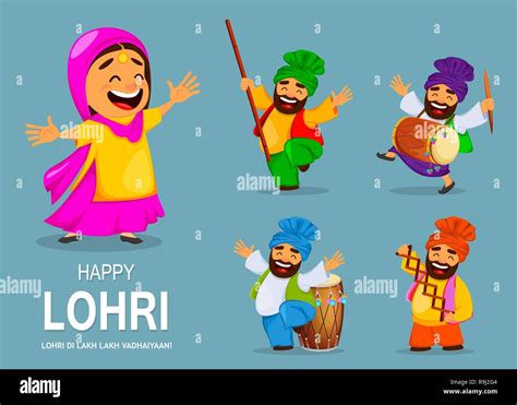 Popular Winter Punjabi Folk Festival Lohri Funny Indian Woman And Sikh