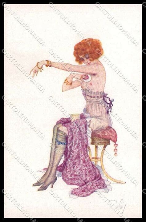 Illustratori Artist Signed Willy Nude Risque Lady Make Up Serie 7509 Pc