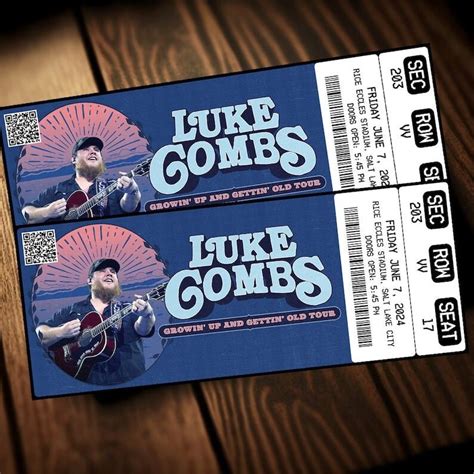 Printable Luke Combs Ticket Growin Up And Gettin Old Tour Music