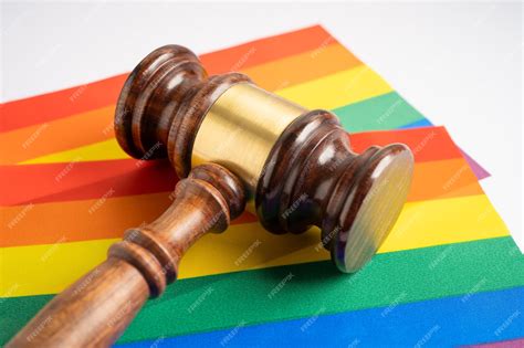 Premium Photo Gavel For Judge Lawyer On Rainbow Flag Symbol Of Lgbt