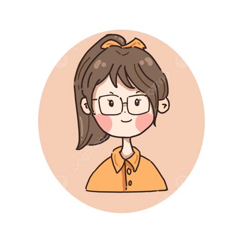 Cartoon Hand Drawn Simple Cute Girl Wearing Glasses Hand Clipart Cute