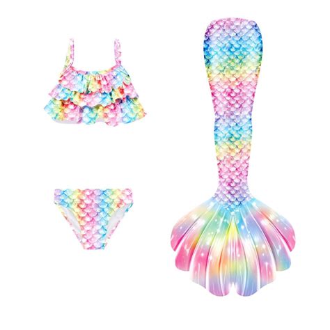Big Girls Piece Swimsuit Bathing Suits Bikini Fish Tail Set Light Pink Y Girls Swimsuits