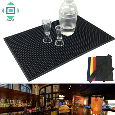 Non Slip Rubber Bar Mat Bar Runner Glass Drip Tray Beer Drink Rail Bars