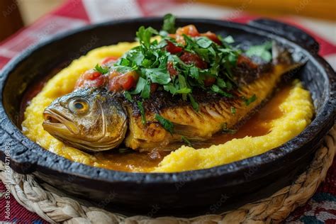carp saramura   traditional romanian fish dish  dobruja served