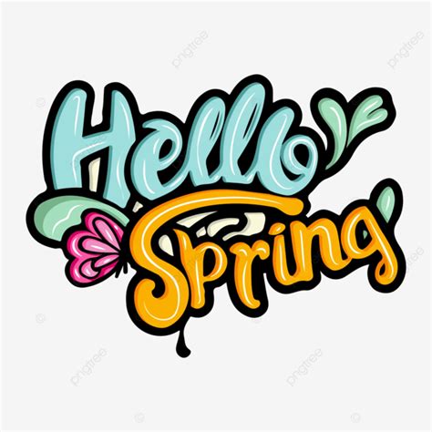 Hello Spring Typography Vector Hello Spring Typography Png And