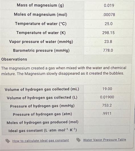 Solved The magnesium created a gas when mixed with the water | Chegg.com