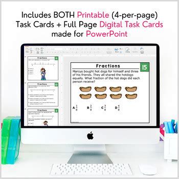 Grade Math Teks Standards Task Cards Fractions Digital Print