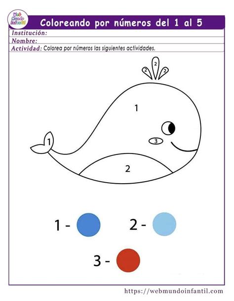 Dibujos para colorear por números del 1 al 5 para imprimir en pdf