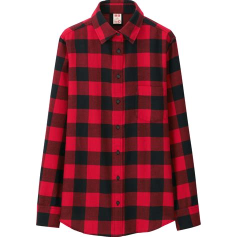 Uniqlo Women Disney Project Flannel Long Sleeve Shirt In Red Lyst