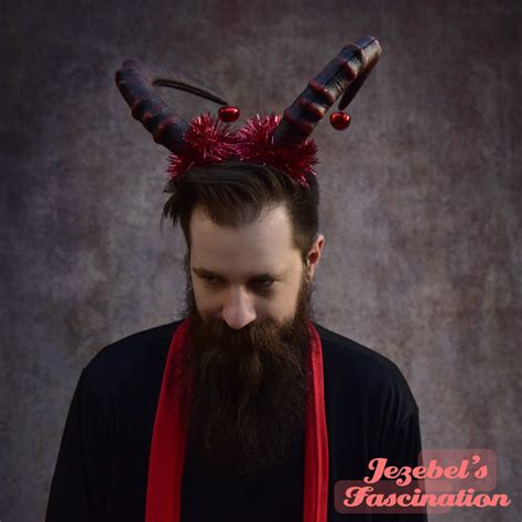 Krampus Horns, Lord Yule Bells, Christmas Devil Costume, Red Black Ger ...