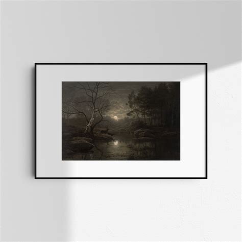 Moonlight Landscape Painting Art Vintage Halloween Wall Art - Etsy