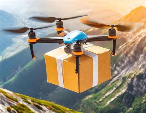 Premium Photo Drone Flies And Carries A Cardboard Box Transportation