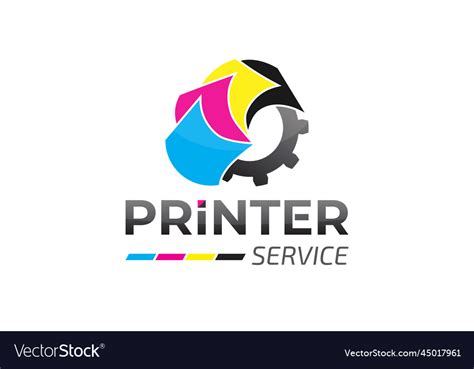 Modern printer service logo design Royalty Free Vector Image