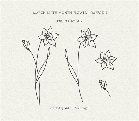 March Birth Flower Svg Birth Month Flower Svg Floral Svg Bundle Birth Flower Tattoo Design