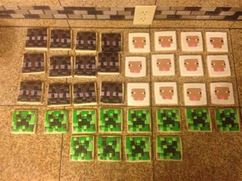 Minecraft Cookies Enderman Sheep And Creeper Minecraft Birthday Party Minecraft Cookies