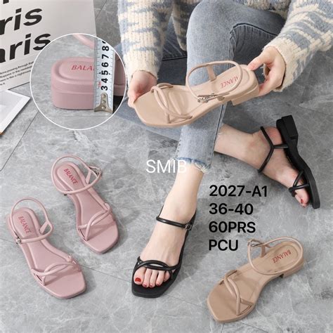 Jual Sandal Selop Tali Wanita Karet Import Balance Motif Silang Ringan