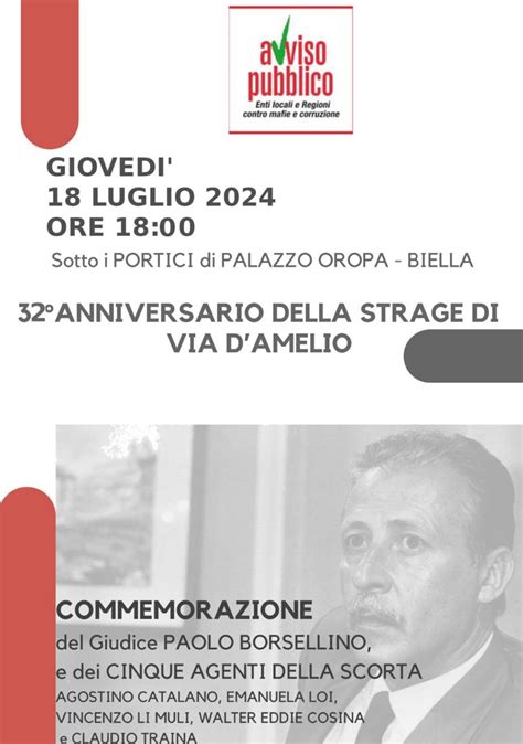 Strage Di Via D Amelio Il Luglio A Biella La Commemorazione Nel