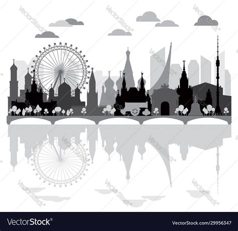 Moscow skyline silhouette 8 Royalty Free Vector Image