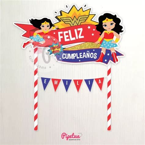 Topper Torta Adorno Mujer Maravilla Pincho Centro Cumple MercadoLibre