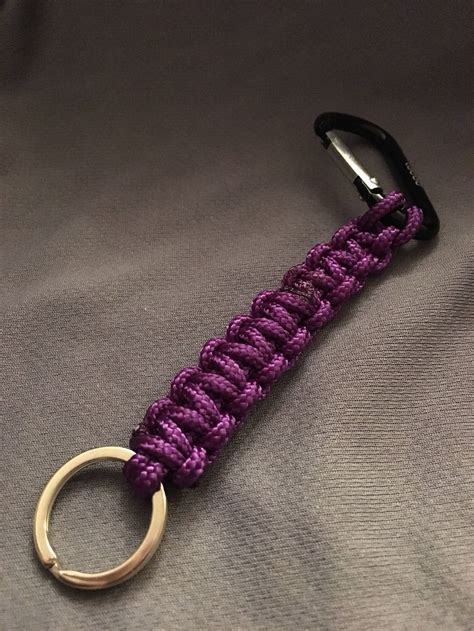 Purple Carabiner Paracord Keychain Etsy