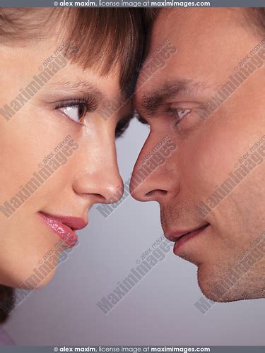 Man And Woman Touching Foreheads Conceptual Stock Photo Fashion