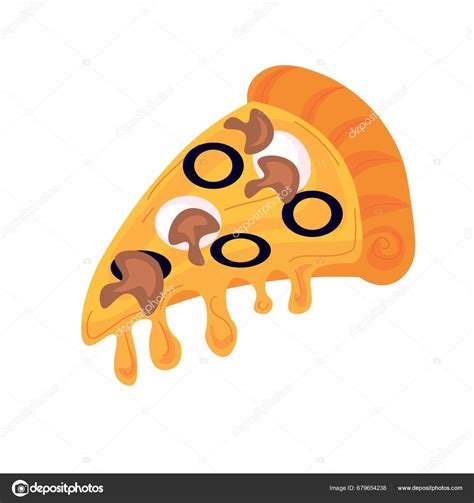 Slice Hot Pizza Olives Mushrooms White Background Stock Vector By