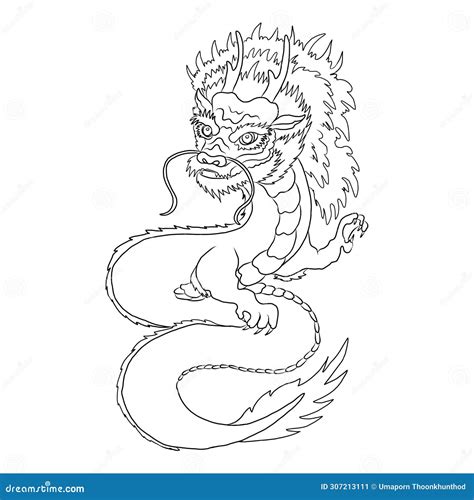 Hand Drawn Dragon Tattoo Coloring Book Japanese Style Japanese Old