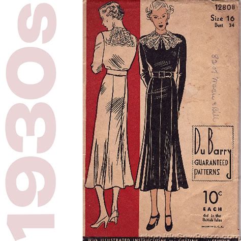 Dubarry 1280 1930s Two Piece Dress Vintage Sewing Pattern Vintage