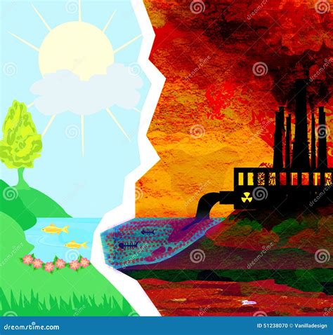 Air Polluting Factory Chimneys Stock Illustration Illustration Of