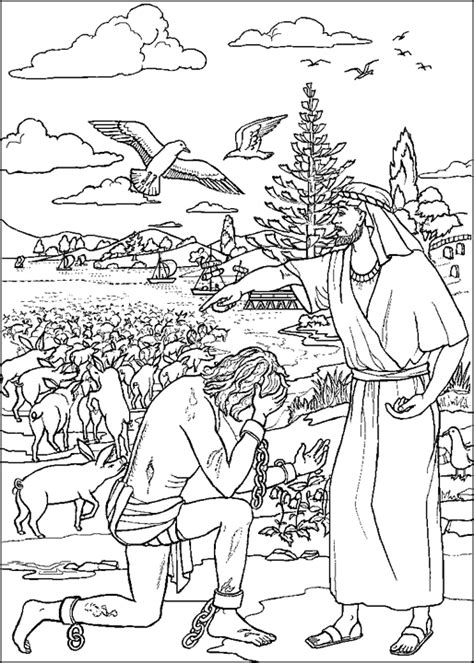 Jesus Heals A Demon Possessed Man Coloring Page Sunday School