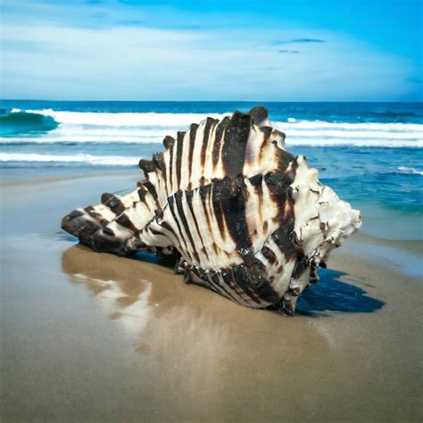 Florida Rare Large Murex Conch Seashell Black White Spiky Real Spiral