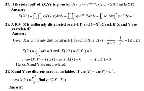 Important Short Objective Questions And Answers Two Dimensional Random