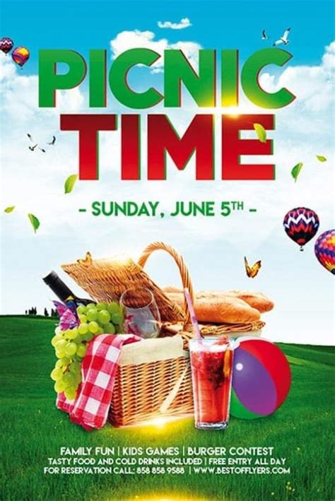 Picnic Time Free Poster Template for Community Picnic Events