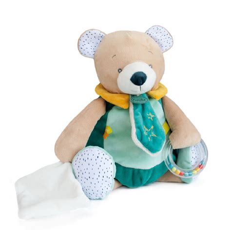 Baby Nat Les Super Doudous Attache Sucette Ours Vert 20 Cm