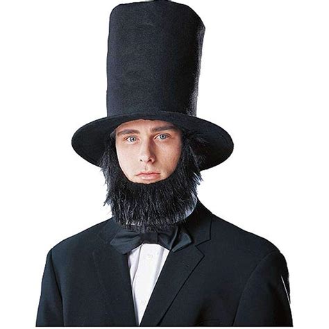 Abraham Lincoln Men's Costume Hat with Beard - Black | Free Shipping