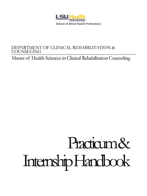 Fillable Online Alliedhealth Lsuhsc Practicum Internship Handbook