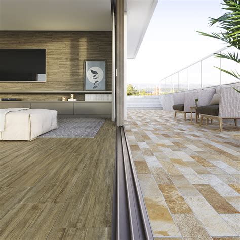 Porcelanato Interno Madeira Esmaltado Borda Reta Alamo Rustic 26x106cm