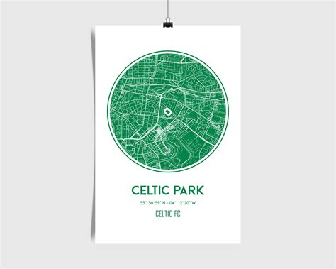 Celtic Park Map Celtic Football Club Scottish Football - Etsy