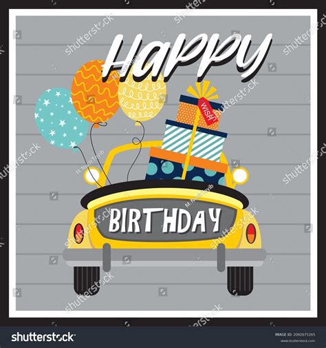 Birthday Car Balloon Presents Birthday Card Stock Vector Royalty Free